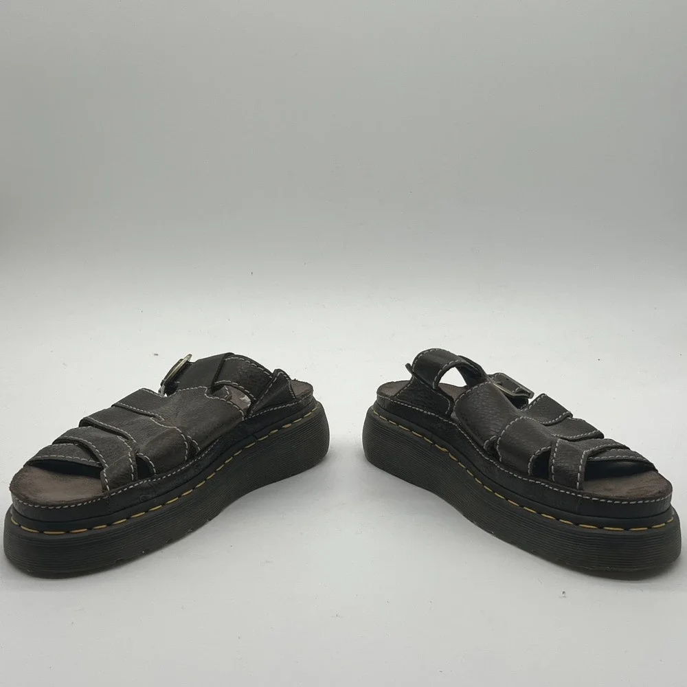 Dr Martens Maxxy Slide Brown Leather Fisherman Sandals Mens 9 Womens 10 UK 8